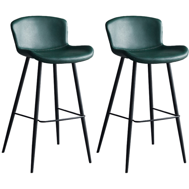 Contemporary Armless Bar Stool Faux Leather Bar Stool for Living Room