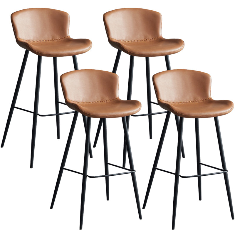 Contemporary Armless Bar Stool Faux Leather Bar Stool for Living Room