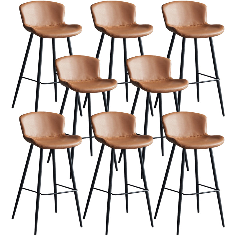 Contemporary Armless Bar Stool Faux Leather Bar Stool for Living Room