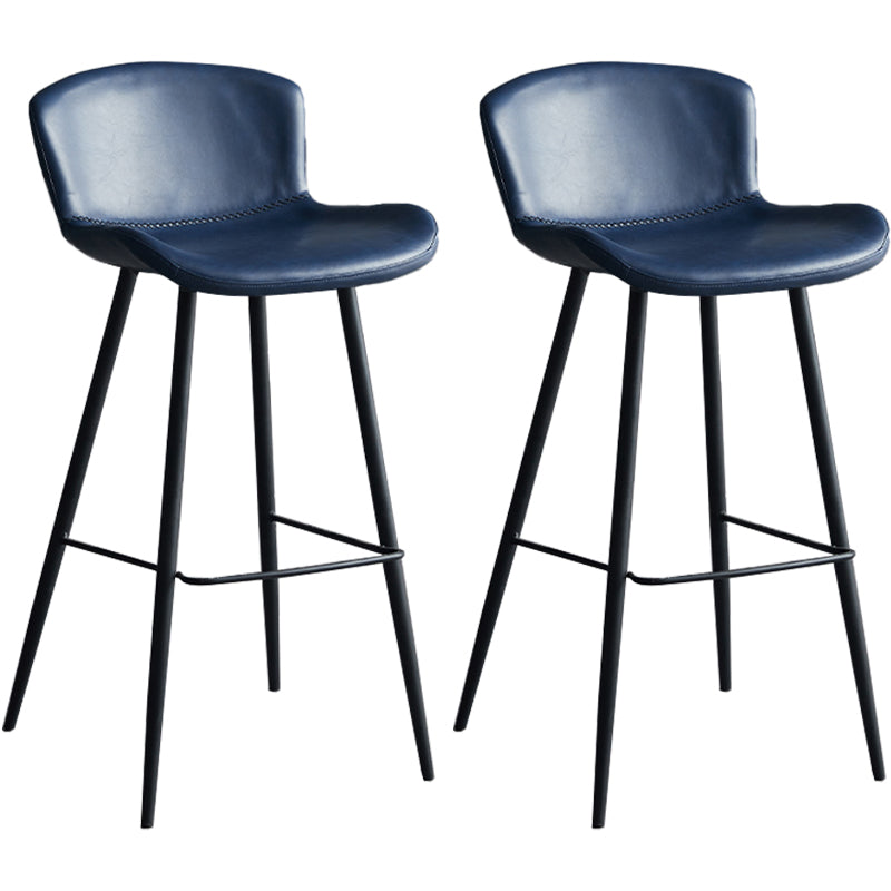 Contemporary Armless Bar Stool Faux Leather Bar Stool for Living Room