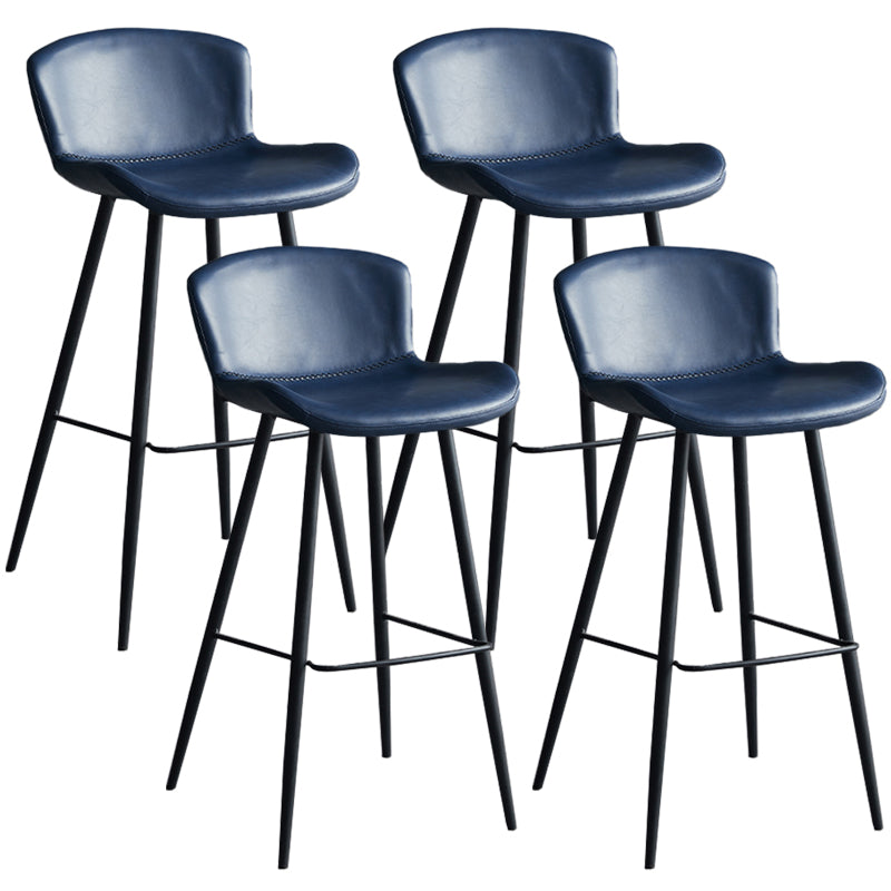 Contemporary Armless Bar Stool Faux Leather Bar Stool for Living Room