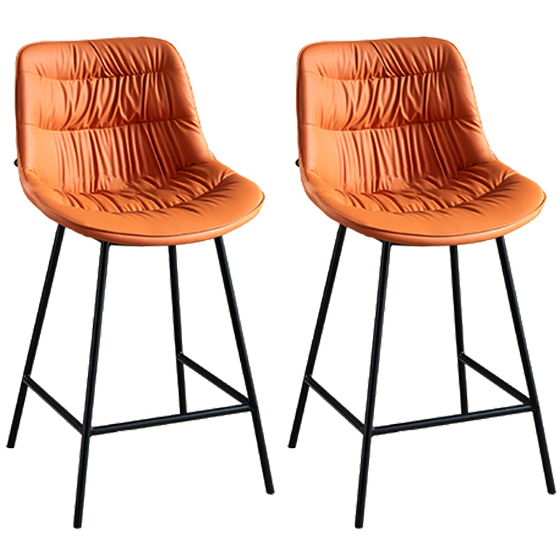 Modern Faux Leather Counter Stool Low Back Bar Stool with Footrest