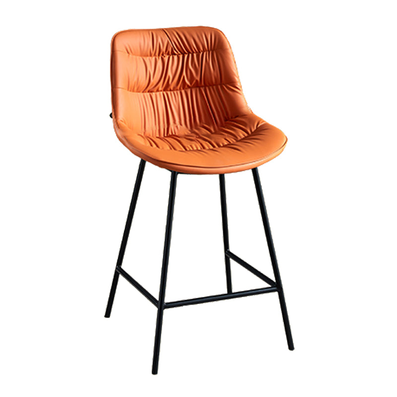 Modern Faux Leather Counter Stool Low Back Bar Stool with Footrest