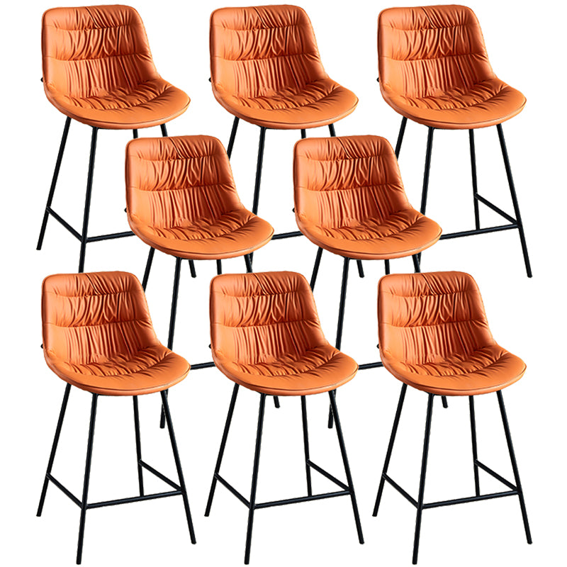 Modern Faux Leather Counter Stool Low Back Bar Stool with Footrest