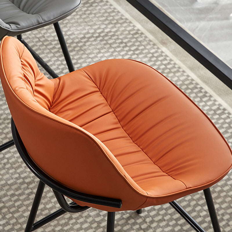 Modern Faux Leather Counter Stool Low Back Bar Stool with Footrest