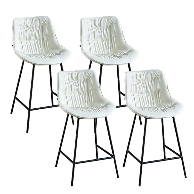 Modern Faux Leather Counter Stool Low Back Bar Stool with Footrest