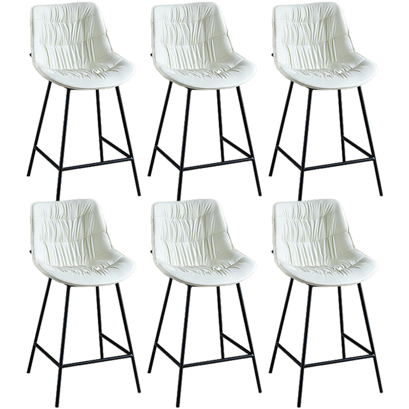 Modern Faux Leather Counter Stool Low Back Bar Stool with Footrest