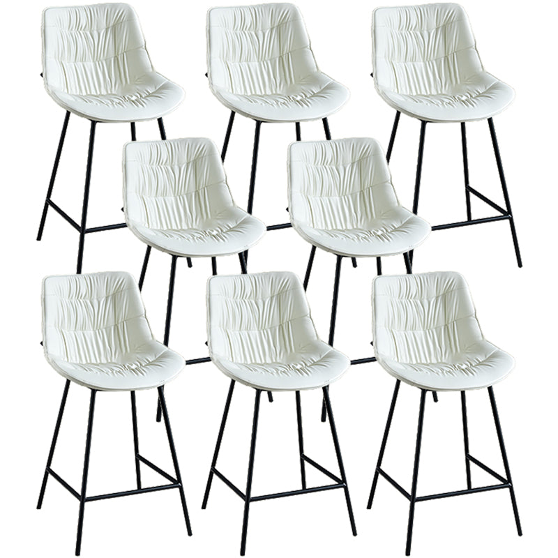 Modern Faux Leather Counter Stool Low Back Bar Stool with Footrest