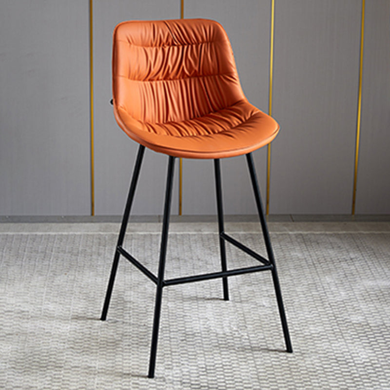 Modern Faux Leather Counter Stool Low Back Bar Stool with Footrest