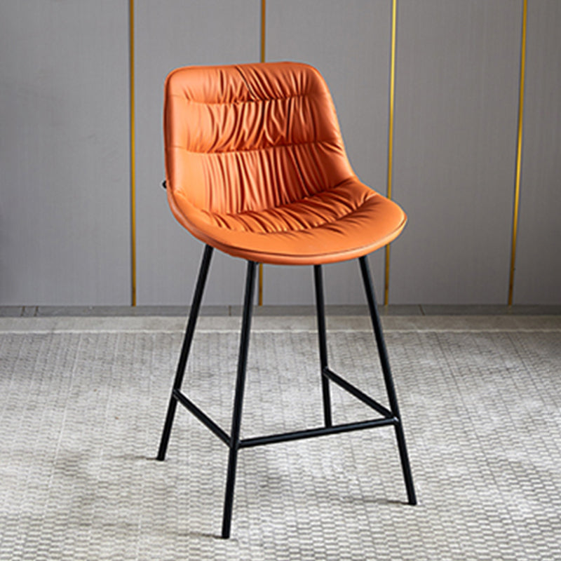 Modern Faux Leather Counter Stool Low Back Bar Stool with Footrest