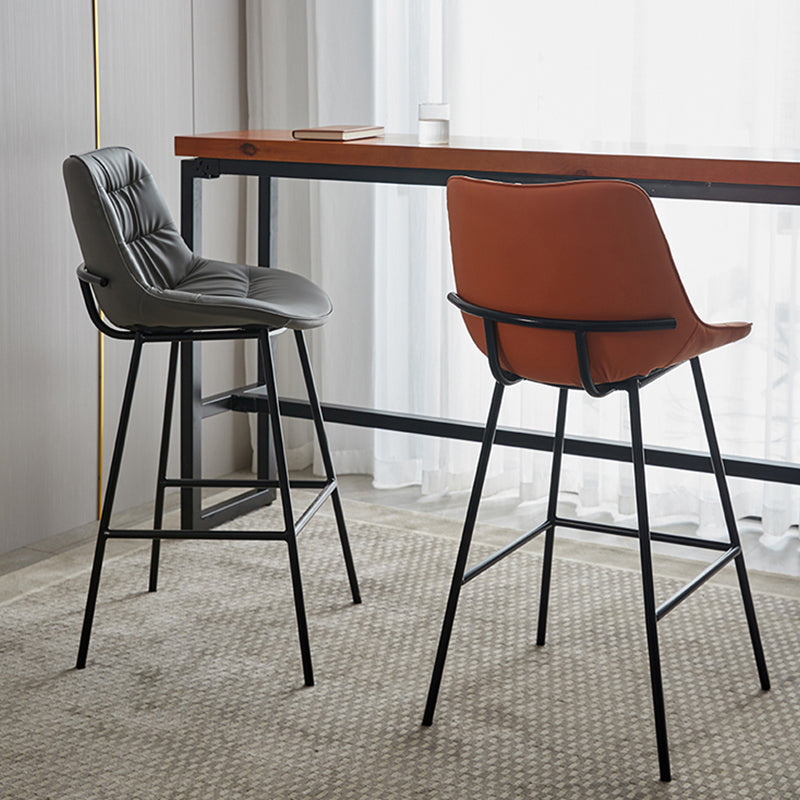 Modern Faux Leather Counter Stool Low Back Bar Stool with Footrest