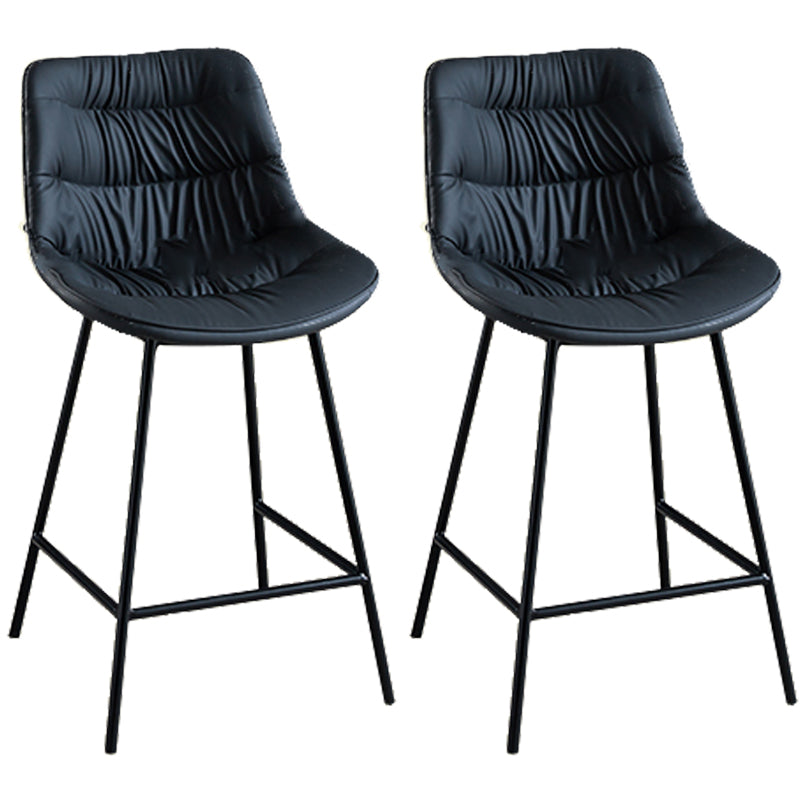 Modern Faux Leather Counter Stool Low Back Bar Stool with Footrest
