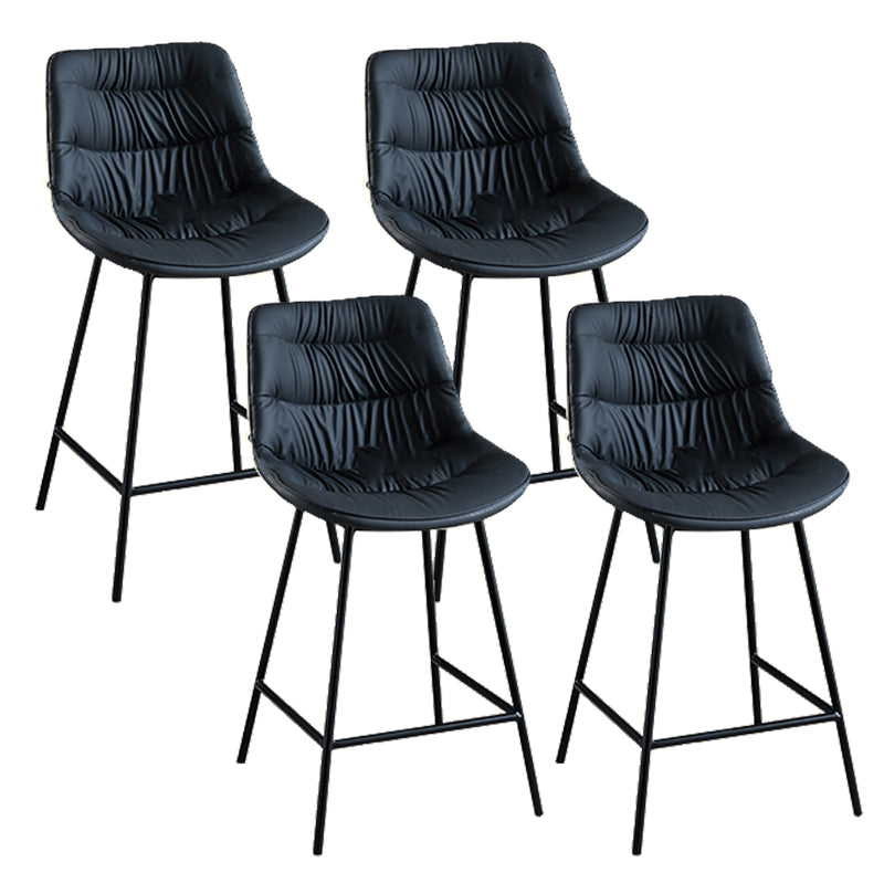 Modern Faux Leather Counter Stool Low Back Bar Stool with Footrest