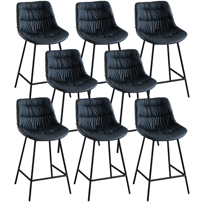 Modern Faux Leather Counter Stool Low Back Bar Stool with Footrest