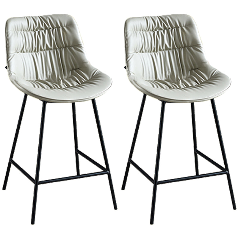 Modern Faux Leather Counter Stool Low Back Bar Stool with Footrest