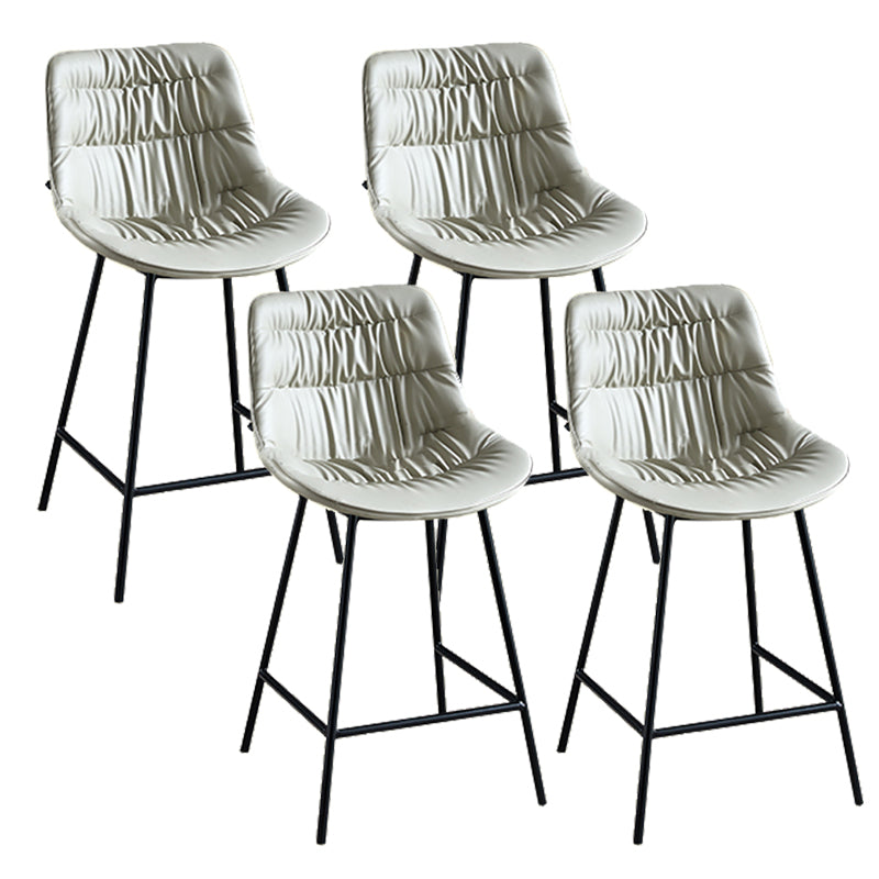 Modern Faux Leather Counter Stool Low Back Bar Stool with Footrest