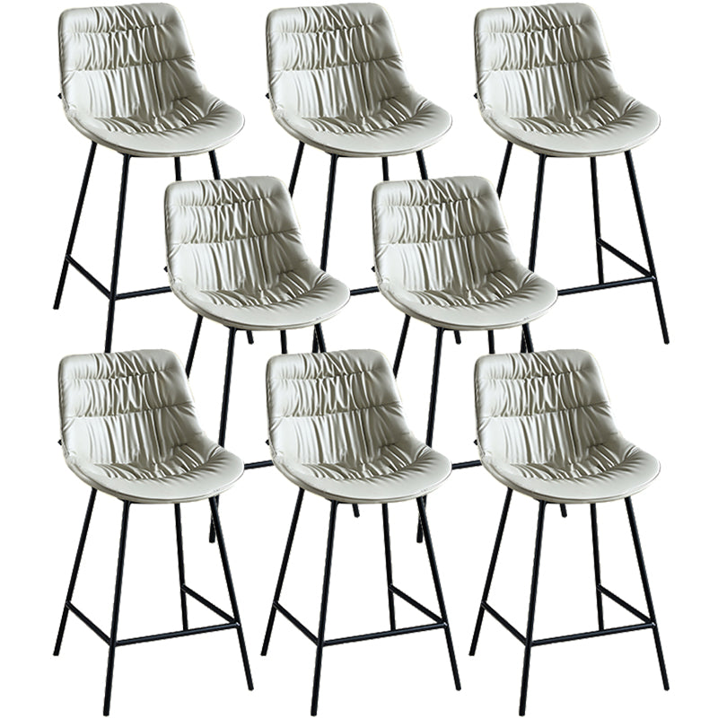 Modern Faux Leather Counter Stool Low Back Bar Stool with Footrest