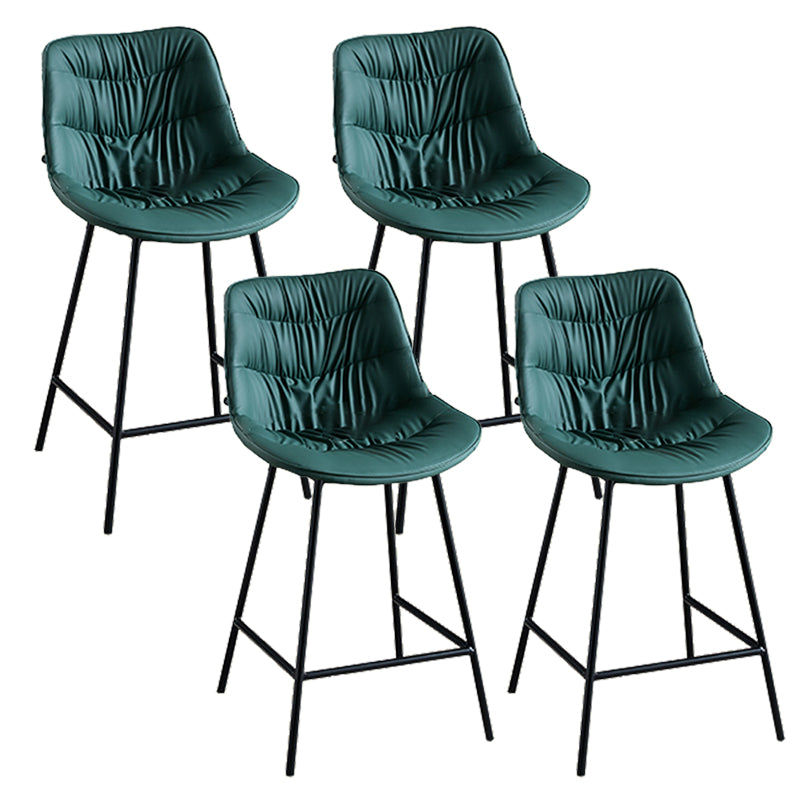 Modern Faux Leather Counter Stool Low Back Bar Stool with Footrest