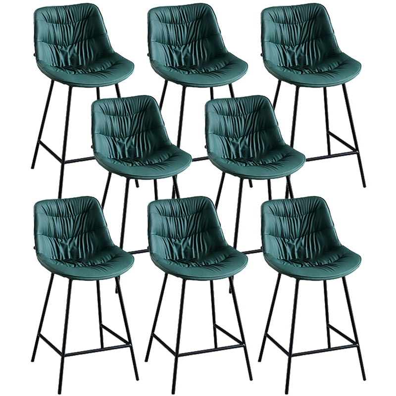 Modern Faux Leather Counter Stool Low Back Bar Stool with Footrest