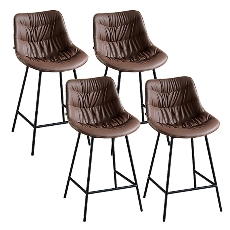 Modern Faux Leather Counter Stool Low Back Bar Stool with Footrest