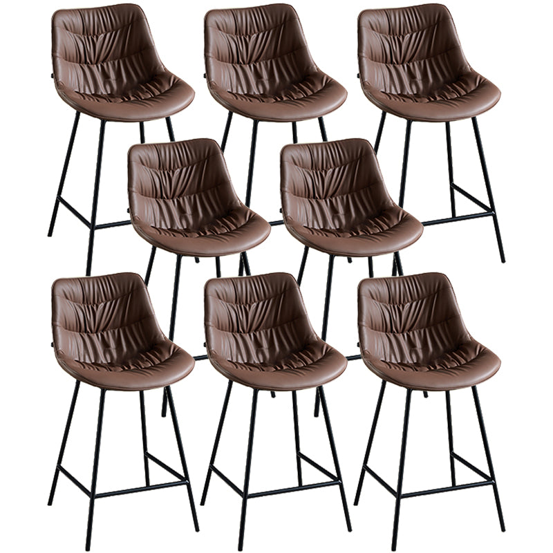 Modern Faux Leather Counter Stool Low Back Bar Stool with Footrest