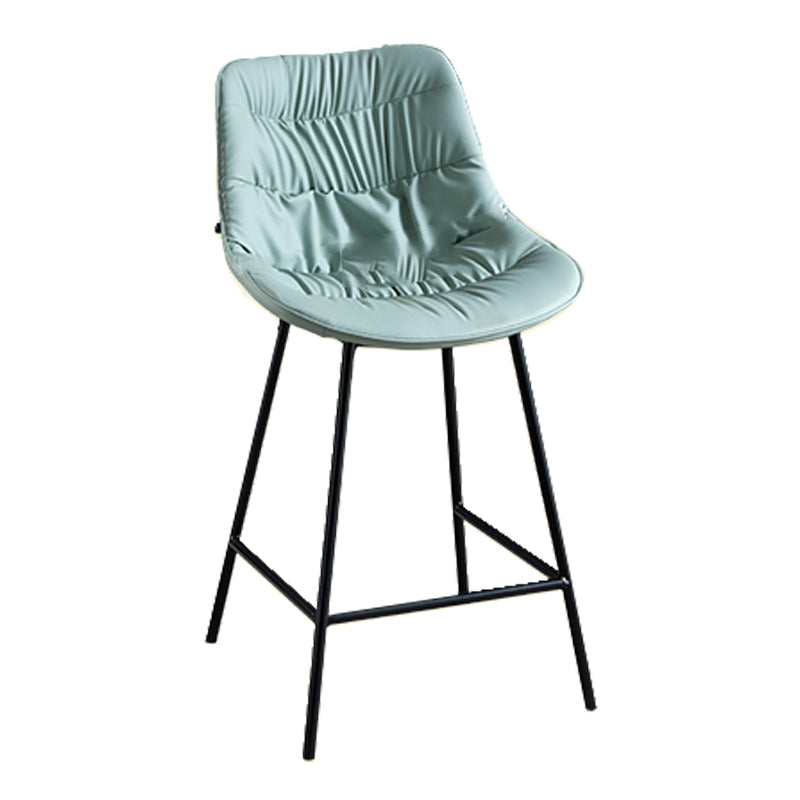 Modern Faux Leather Counter Stool Low Back Bar Stool with Footrest