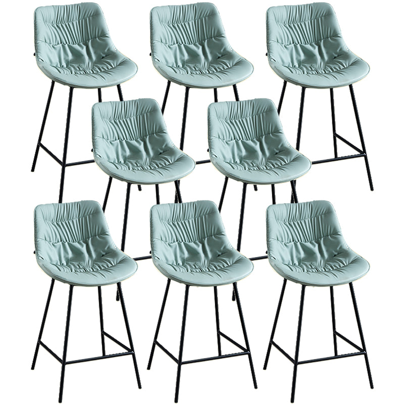 Modern Faux Leather Counter Stool Low Back Bar Stool with Footrest