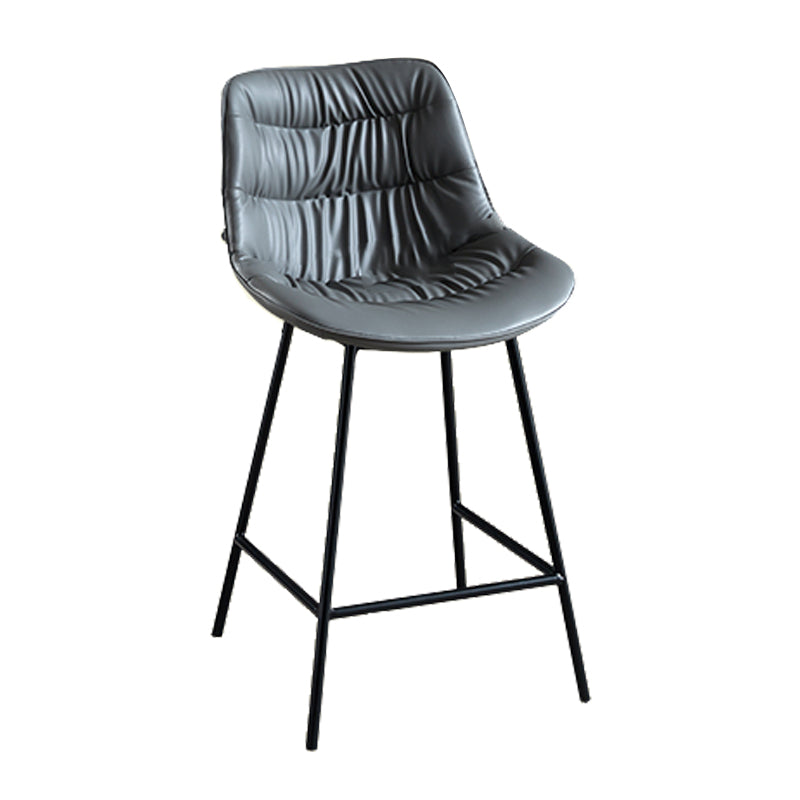 Modern Faux Leather Counter Stool Low Back Bar Stool with Footrest