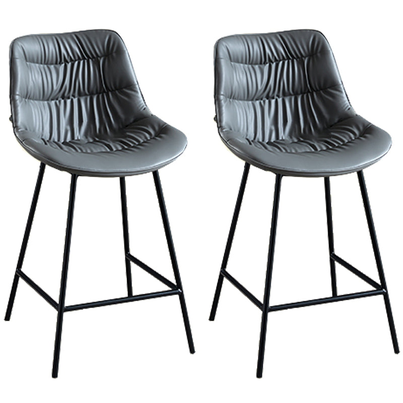 Modern Faux Leather Counter Stool Low Back Bar Stool with Footrest