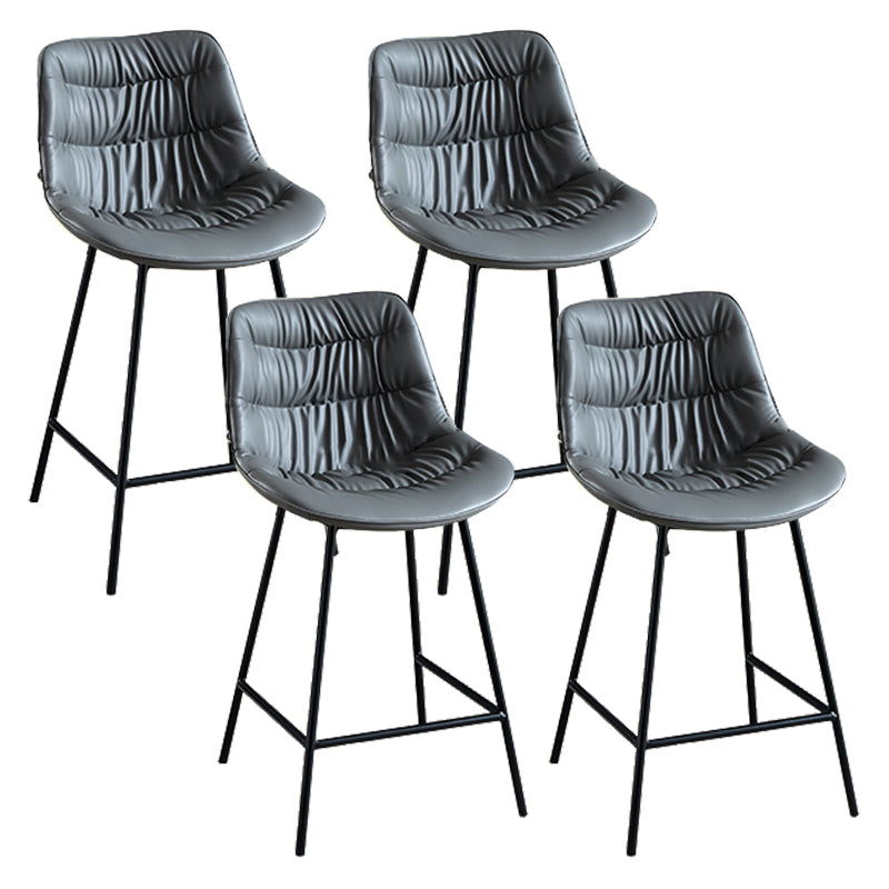 Modern Faux Leather Counter Stool Low Back Bar Stool with Footrest