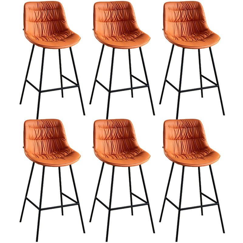 Modern Faux Leather Counter Stool Low Back Bar Stool with Footrest