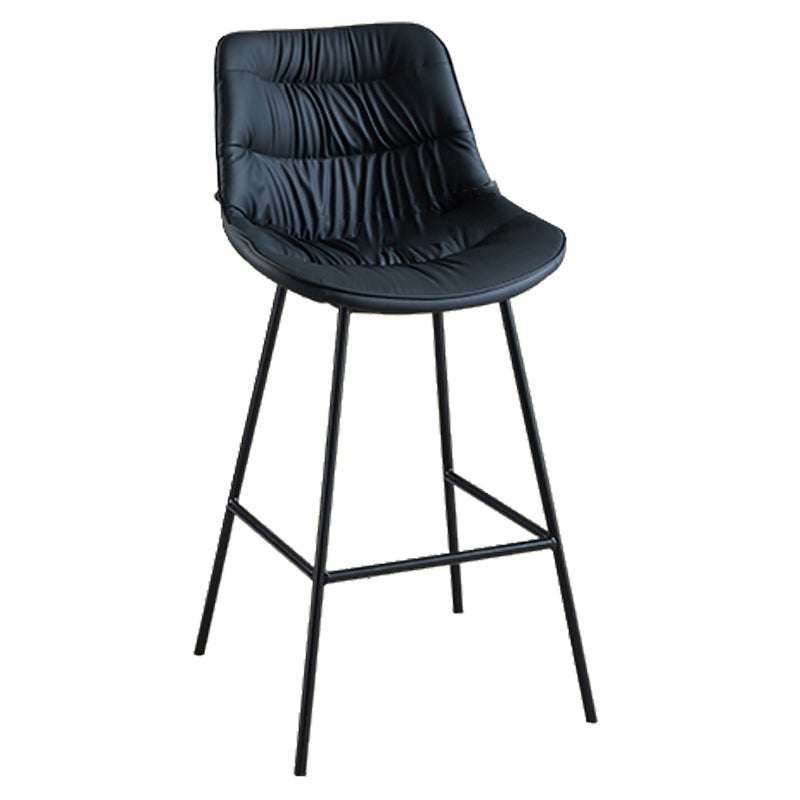Modern Faux Leather Counter Stool Low Back Bar Stool with Footrest
