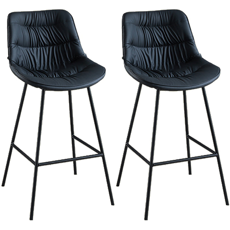 Modern Faux Leather Counter Stool Low Back Bar Stool with Footrest