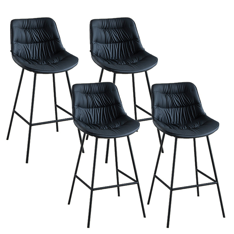 Modern Faux Leather Counter Stool Low Back Bar Stool with Footrest