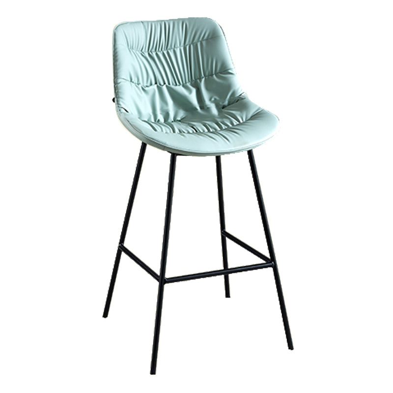 Modern Faux Leather Counter Stool Low Back Bar Stool with Footrest