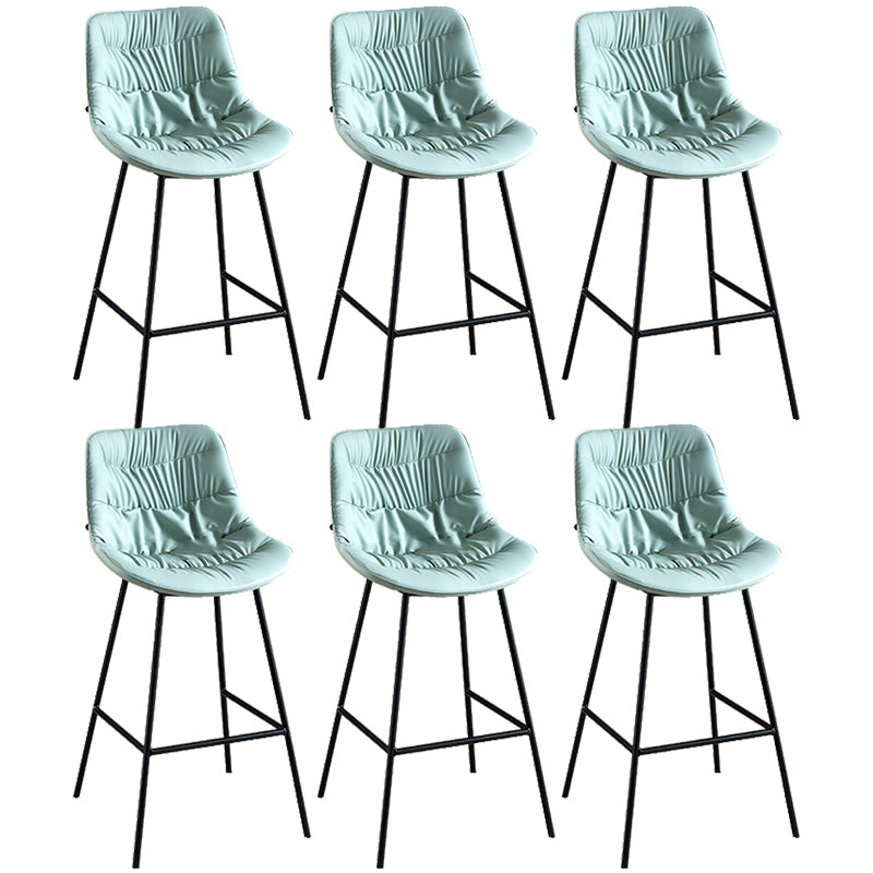 Modern Faux Leather Counter Stool Low Back Bar Stool with Footrest