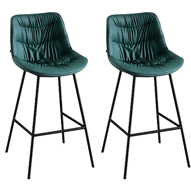 Modern Faux Leather Counter Stool Low Back Bar Stool with Footrest