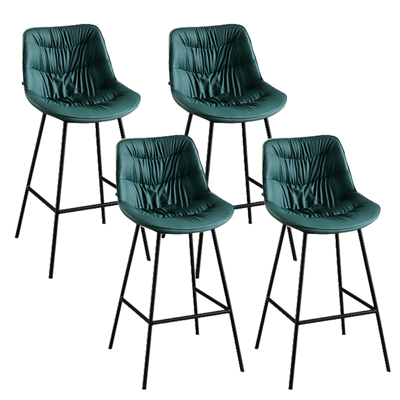 Modern Faux Leather Counter Stool Low Back Bar Stool with Footrest