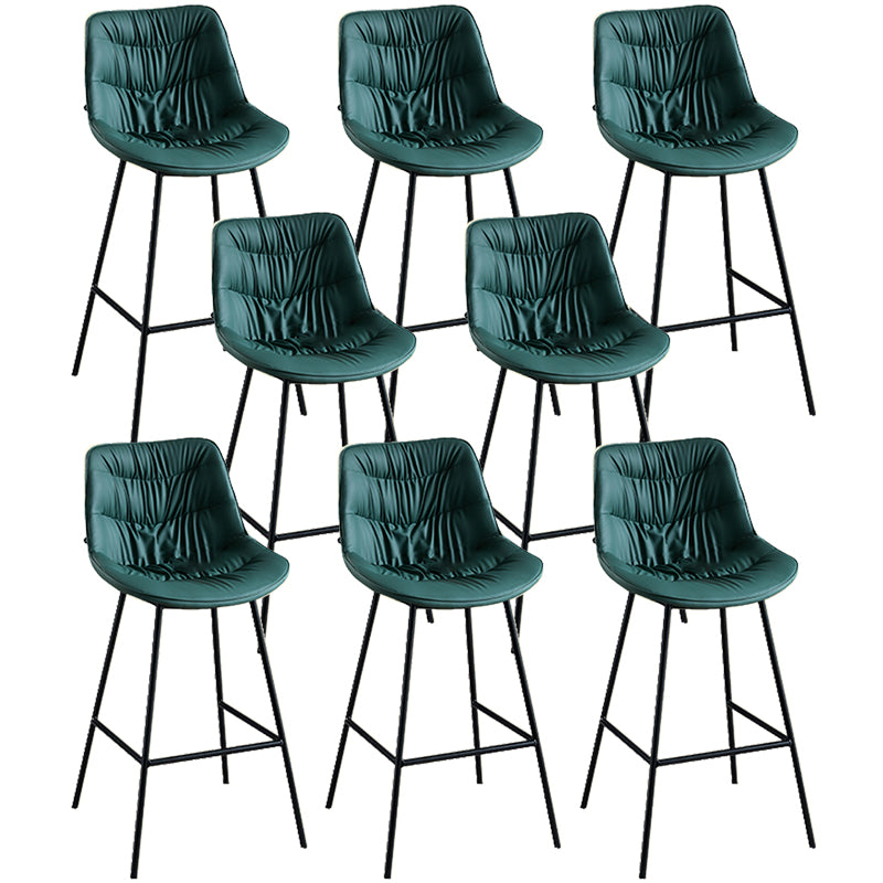 Modern Faux Leather Counter Stool Low Back Bar Stool with Footrest