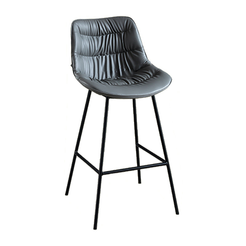 Modern Faux Leather Counter Stool Low Back Bar Stool with Footrest