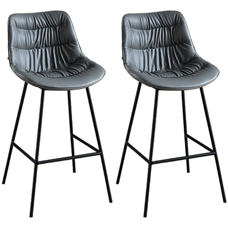 Modern Faux Leather Counter Stool Low Back Bar Stool with Footrest
