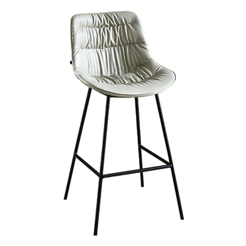 Modern Faux Leather Counter Stool Low Back Bar Stool with Footrest
