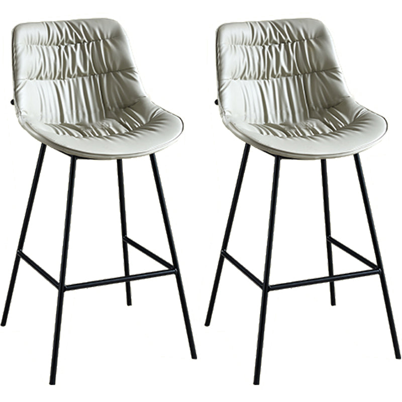 Modern Faux Leather Counter Stool Low Back Bar Stool with Footrest