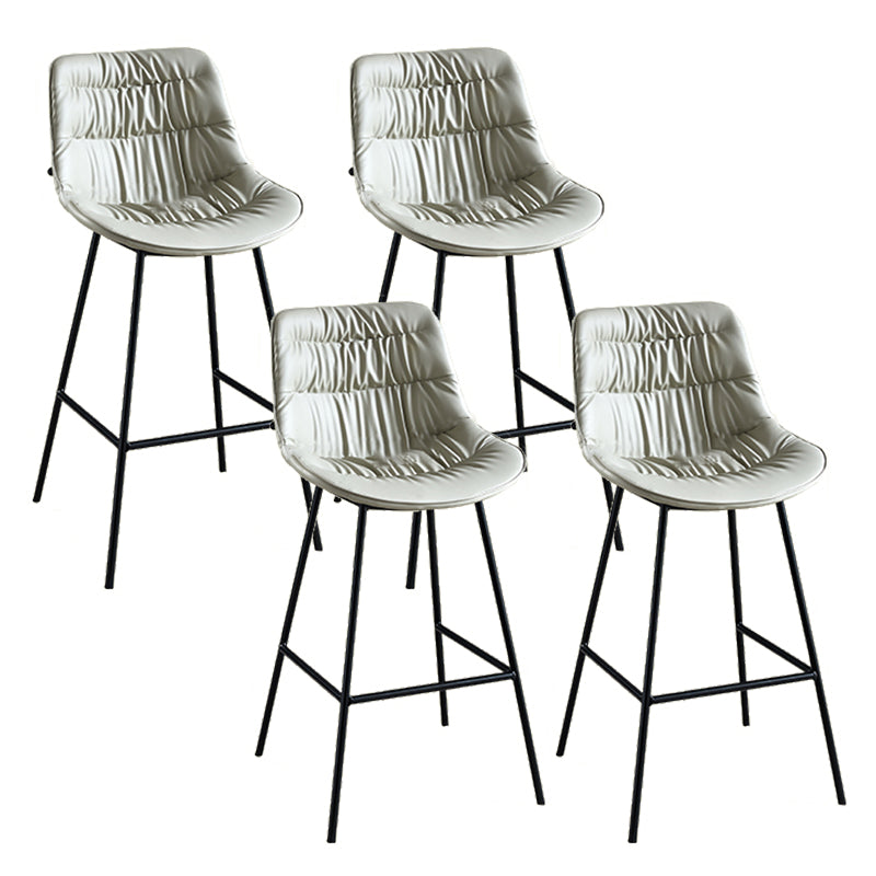 Modern Faux Leather Counter Stool Low Back Bar Stool with Footrest