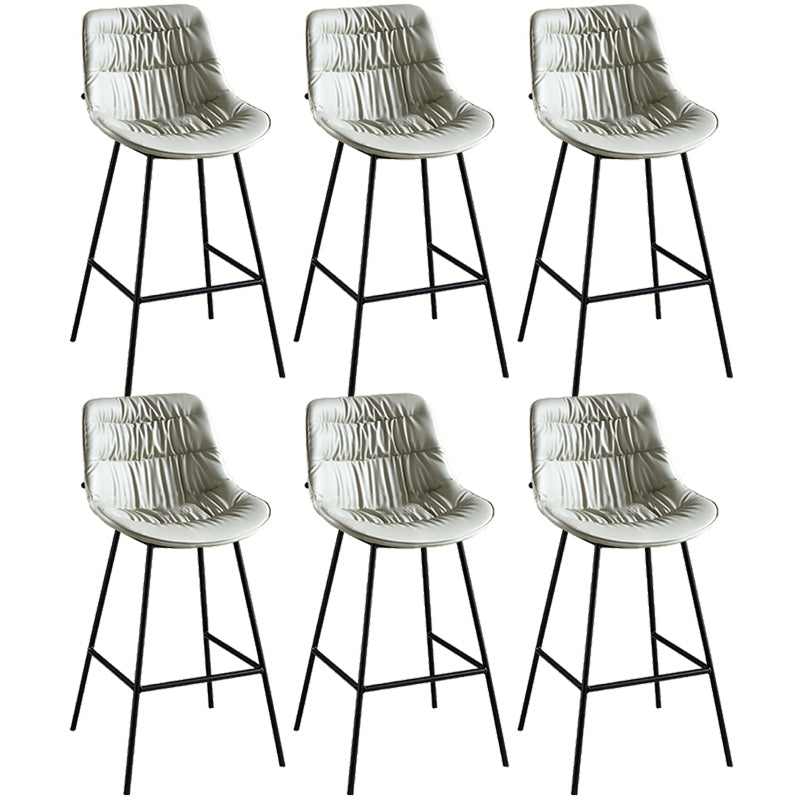 Modern Faux Leather Counter Stool Low Back Bar Stool with Footrest
