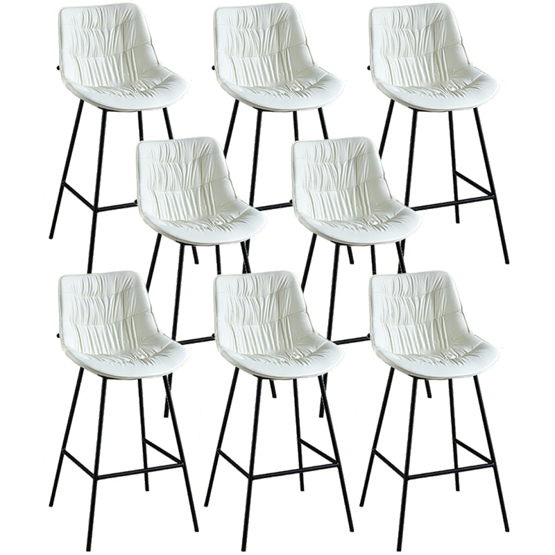 Modern Faux Leather Counter Stool Low Back Bar Stool with Footrest