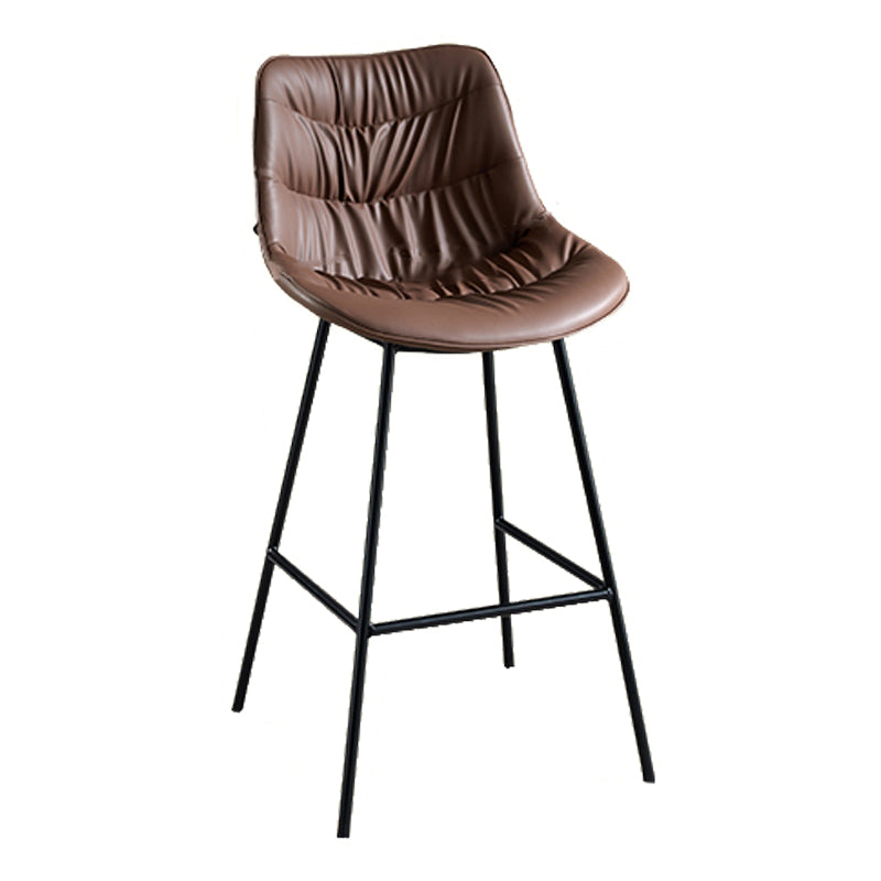 Modern Faux Leather Counter Stool Low Back Bar Stool with Footrest