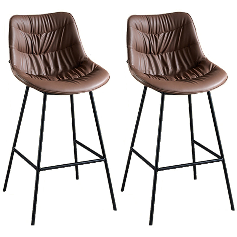 Modern Faux Leather Counter Stool Low Back Bar Stool with Footrest