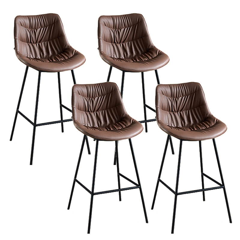 Modern Faux Leather Counter Stool Low Back Bar Stool with Footrest