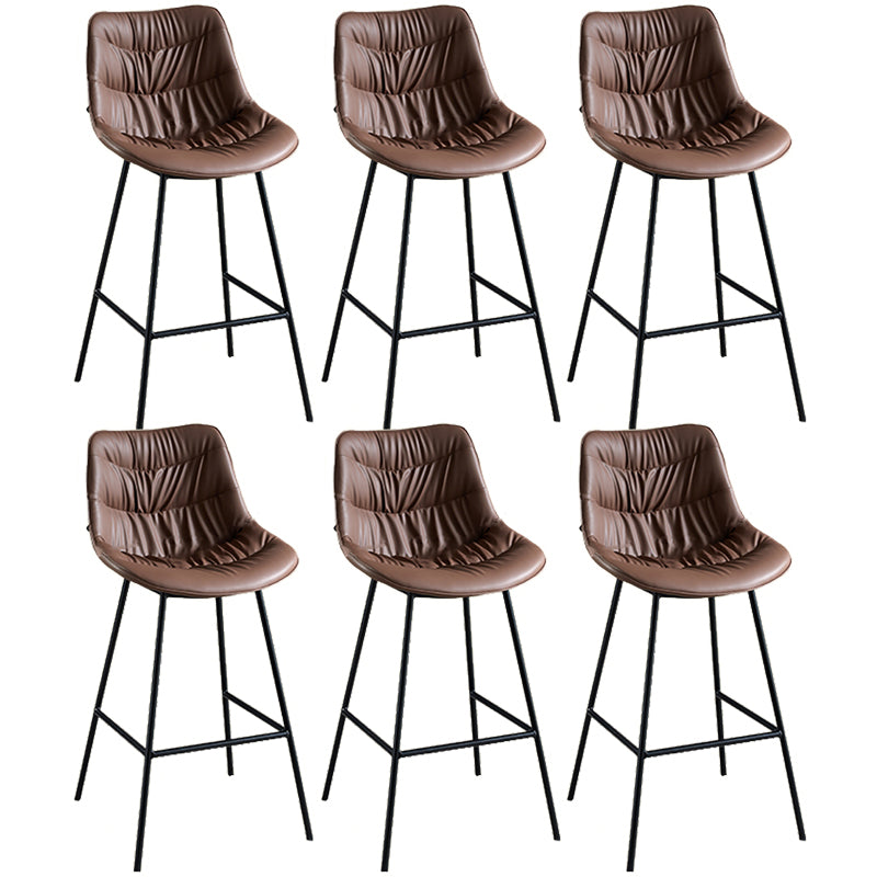 Modern Faux Leather Counter Stool Low Back Bar Stool with Footrest